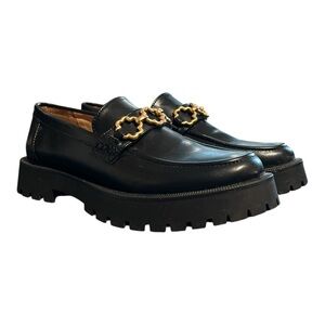 Sam & Libby Rylan Lug Sole Loafers – Black & Gold – Size 7.5